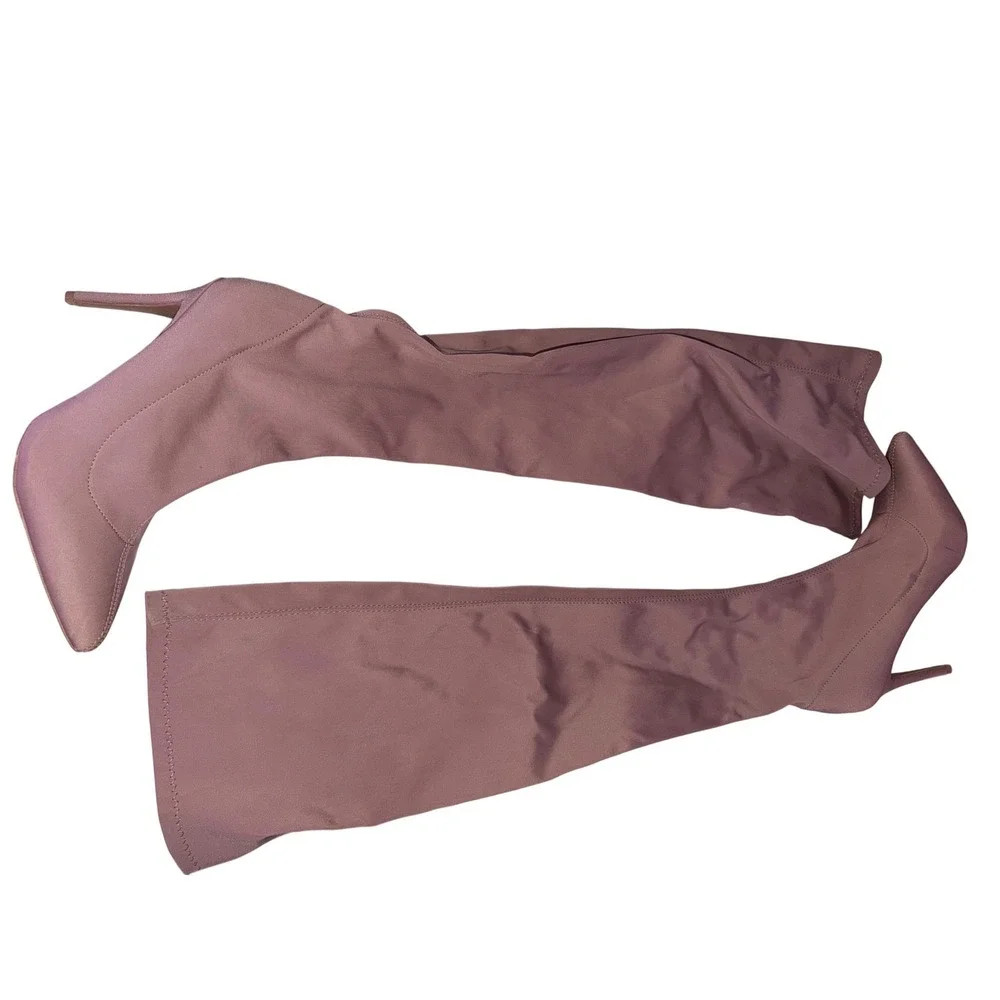 Over‎ The Knee Sock Boots Womens 10 Mauve Stiletto Stretch